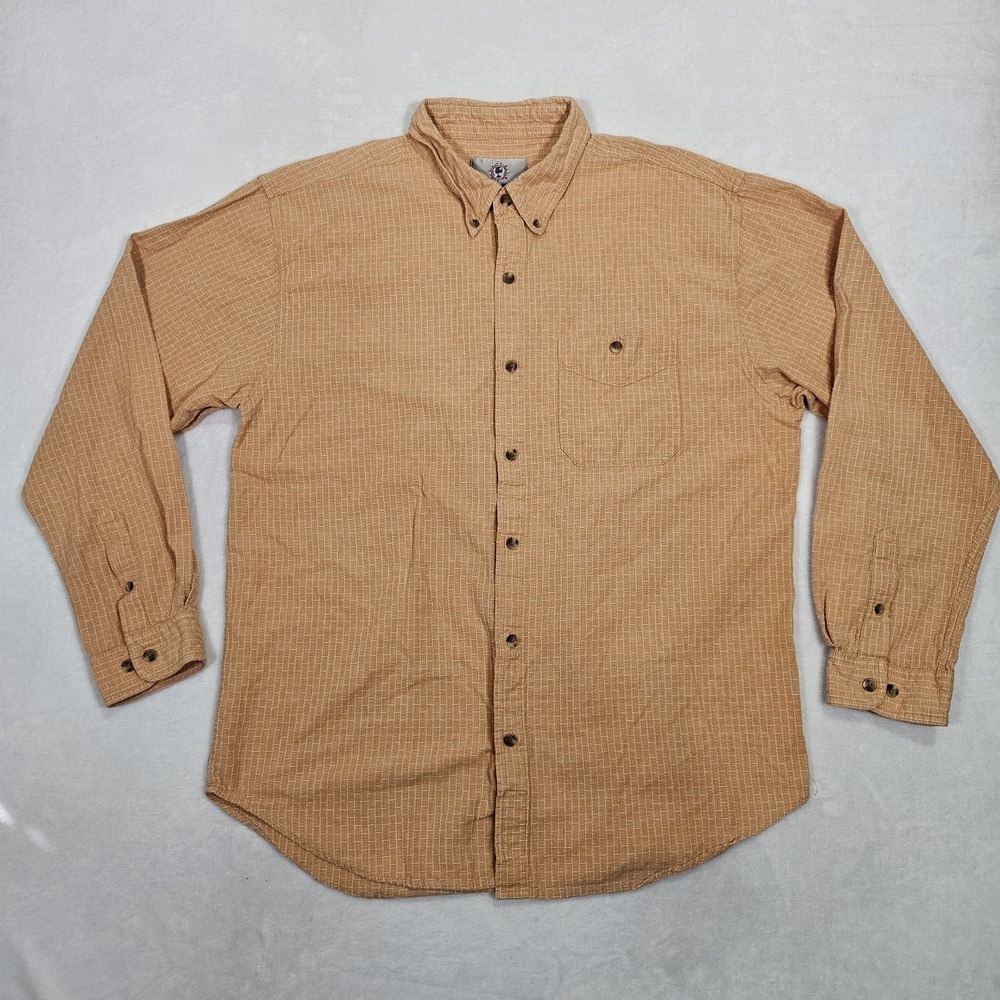 The Territory‎ Ahead Shirt Mens XXL Cotton Yellow Tan Textured Button Up